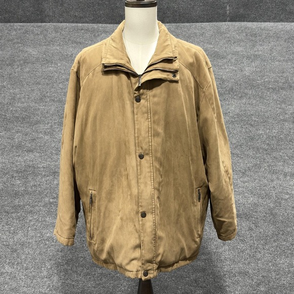 Weatherproof Impermeable Jacket Mens 2XL Tan Zip Snap Storm Flap Quilted Lined - Picture 1 of 16